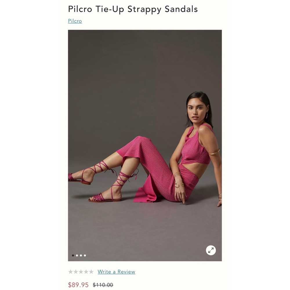 Anthropologie Pilcro Pink Tie-Up Strappy Sandals NWT SZ 10 - Picture 14 of 16